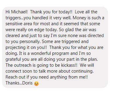 Doris thanks and appreciation