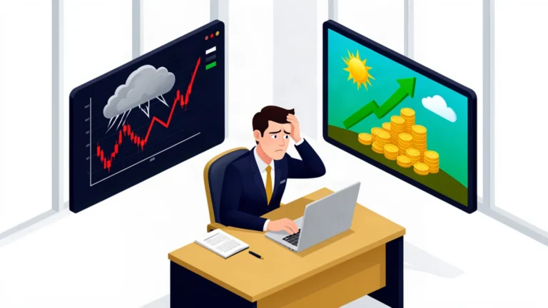 Business owner torn between fear and greed in financial decisions (featured image)