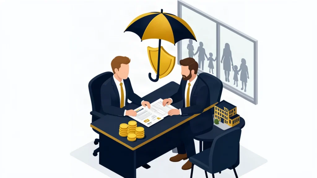 Financial advisor reviewing an insurance protection plan with a Canadian business owner