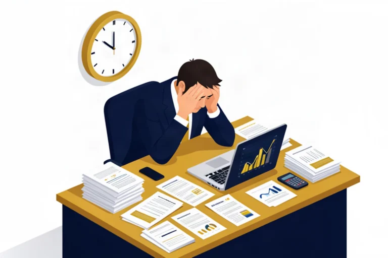Stressed business owner procrastinating on financial decisions