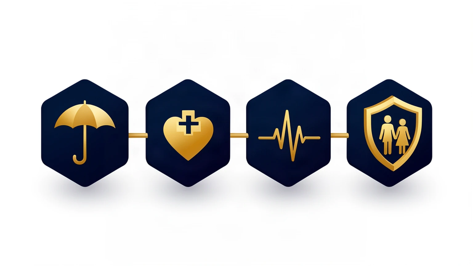 Four types of business insurance coverage: umbrella, health, critical illness, and family protection