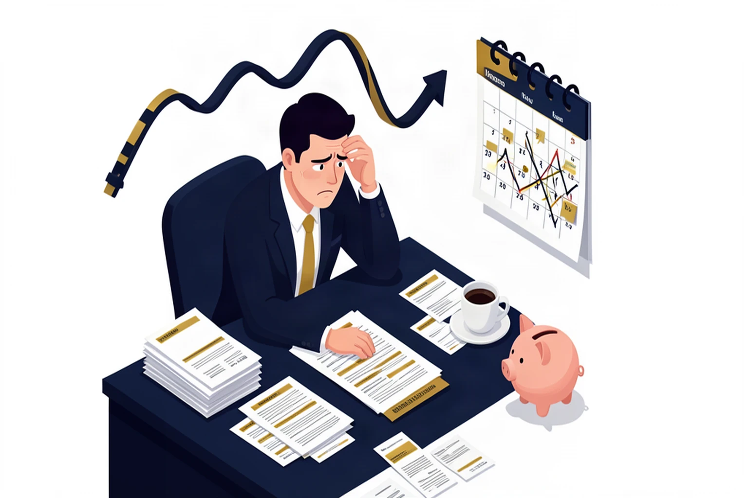 Business owner stressed by irregular income and scattered invoices